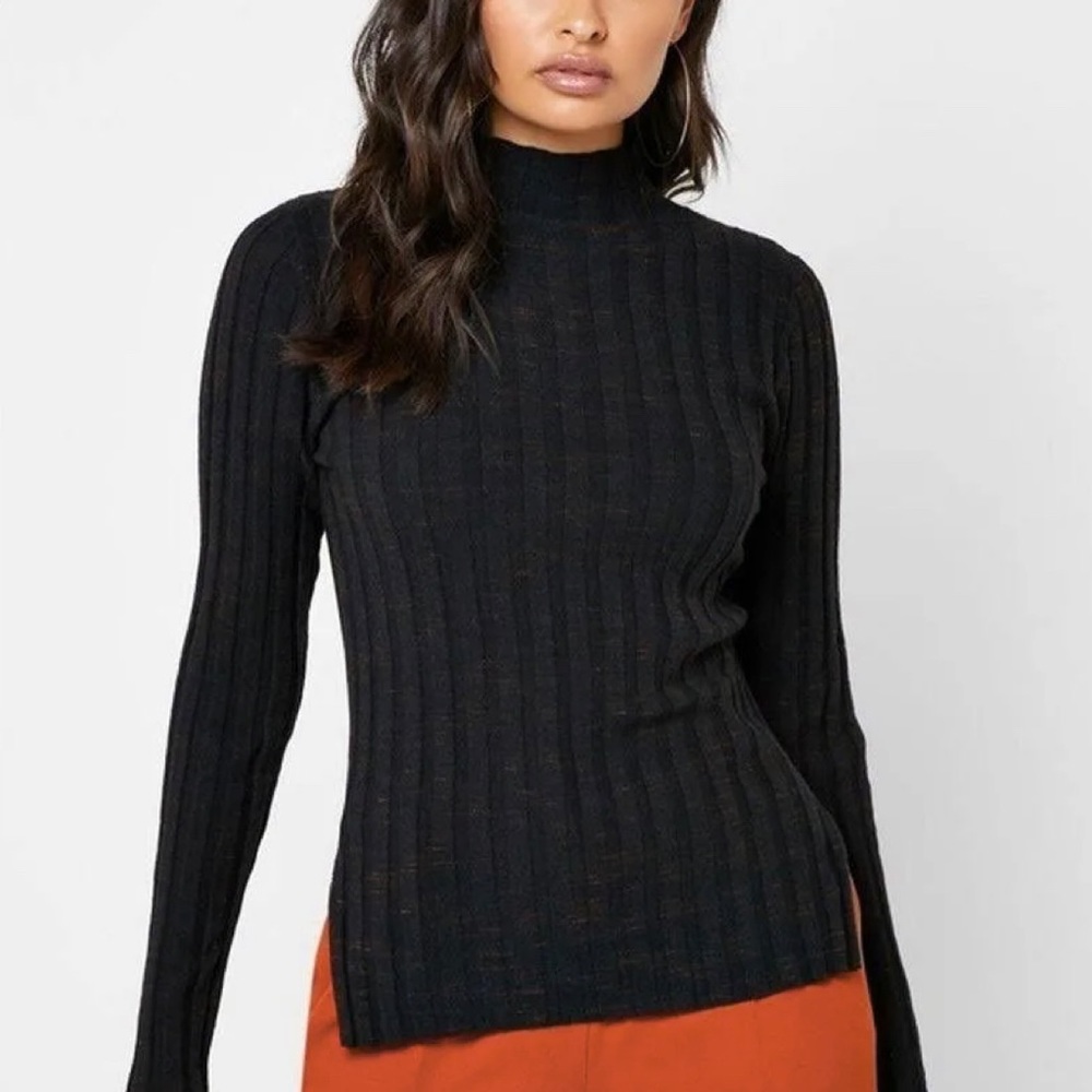TOPSHOP Black Charcoal Faux Turtleneck Sweater